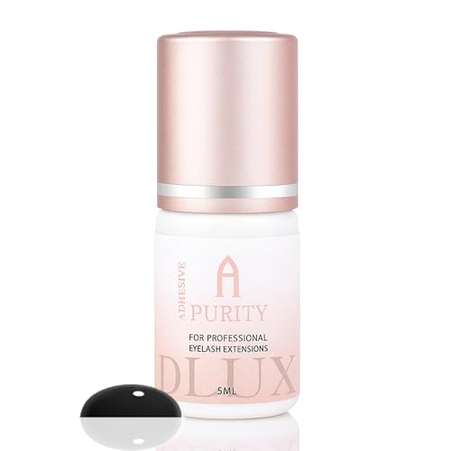 DLUX PROFESSIONAL Eyelash Extension Glue for Professionals - 8 Weeks Retention 0.5 Sec Drying Time Latex Free Semi Permanent Individual & Volume Lash Extension Glue
