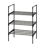 Ywinler 3 Tier Shoe Racks, Metal Shoe Storage Organiser Small Narrow Shoe Shelf Stackable for Hallway, Entryway, Living Room, 43 × 25 × 65cm, Black