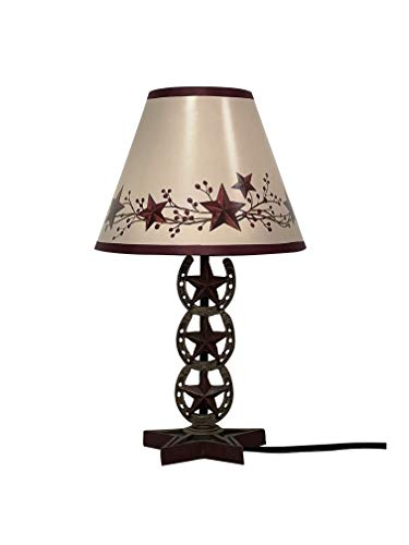 SnS Cowboy Western Horseshoe Vintage Hand Painted Resin Table Lamp Country Home Decoration Christmas Star Horseshoe Lamp