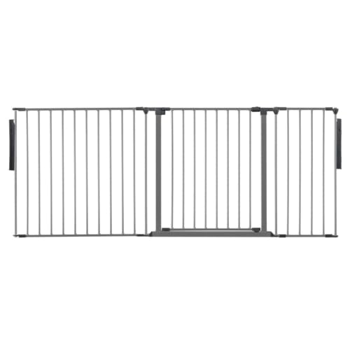 Image of Safetots Premium Multi Panel Room Divider, up to 187cm Wide, Grey, 70cm Tall, Multi Panel Flexible Room Barrier, Room Divider with Door for Baby and Toddler, Easy Installation
