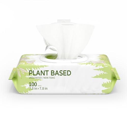 100 Unscented Dog Wipes for Paws and Butt Plant Based Hypoallergenic Pets Cleansing & Deodorizing Anal Gland Hygienic Puppy Wipes for Dogs Face and Body Cat Wipes Cleaning Fur Doggie Wipes Doggy Wipes