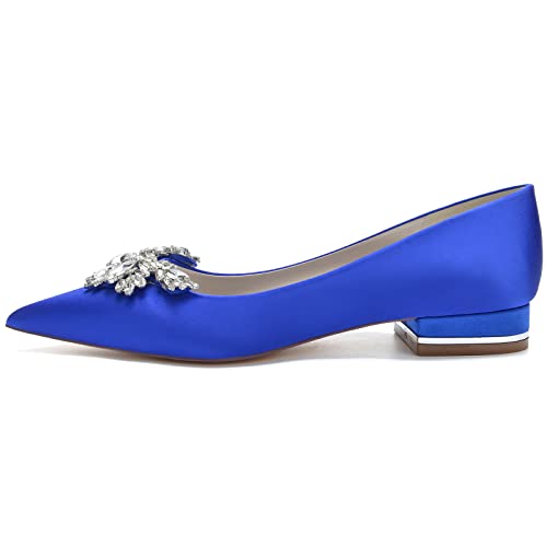Women's Wedding Flats, Rhinestone Bow Evening Pumps, Slip-On Bridal Shoes, Formal Party Heels, Office Prom Dress Shoes3