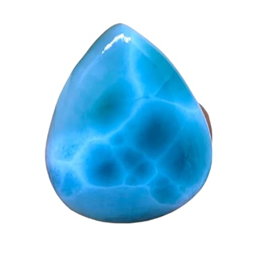 Cabochon Larimar naturel en forme de poire 33x27mm pour création de pendentif fait main