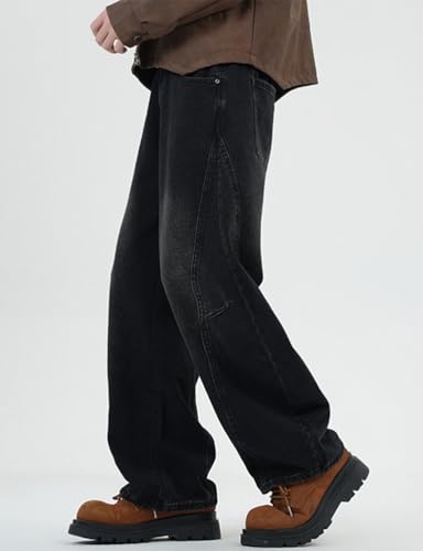 Kinghua Mens Baggy Jeans Casual Loose Fit Wide Leg Skater Streetwear Y2k Denim Pants3