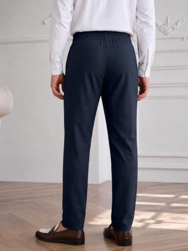 Image of TOPLOT Men's Cotton Casual Trouser | Elegant Pleated Front with Dual-Button Waistband | Comfortable Stretch Elasticity for Easy Movement | Tapered Ankle Finish | Casual & Office Wear (5277)