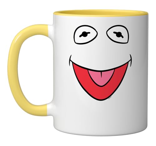 Disney The Muppets Kermit the Frog Big Face Ceramic Mug, Yellow/White