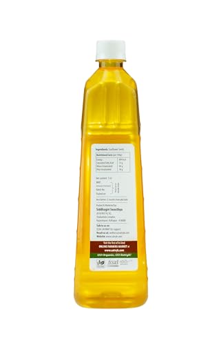 Image of S Siddhagiri's SATVYK THE HEALTH re STORE Wood Pressed Sunflower Oil - (500ml) - | Unrefined Cooking Oil| Wooden Ghani | High in Anti-Oxidants | Kachi Ghani Sunflower Oil