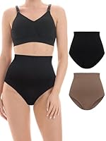 Herzmutter Wochenbett Unterhosen Kaiserschnitt-Geburt - 2er Set - Unterwäsche Postpartum - Saugfähig-Bauchstützend - Perioden Slip - High Waist Bauchschmeichler - 501020 (M-L, Schwarz/Taupe)