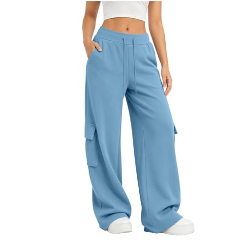Pantalon de jogging femme bas de survêtement fluide coupe droite