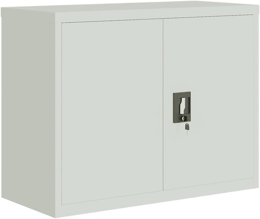 File Cabinet Light Grey Powder-Coated Steel Durable Storage Locker 35.4 x 15.7 x 43.3 in Locking Storage Cabinet for Office Home Use Vertical Locker