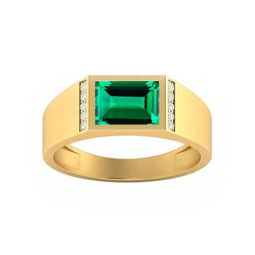 10K 14K 18K Solid Gold Men's Gemstone Ring Custom 2-5CT Emerald Cut Gemstone Ring for Men Anniversary Birthday Luxury Jewelry Gifts for Him Ring Size 4-16