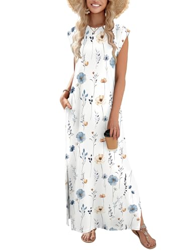 Image of Zeagoo Summer Dresses for Women 2026 Long Maxi Sundresses Loose Split Wrinkle-Free Beach Travel Vacation Clothes