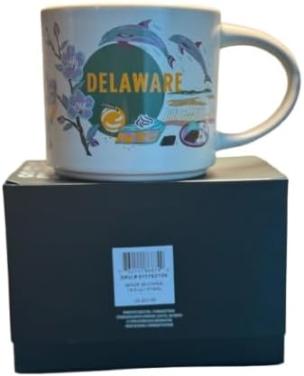 Starbucks Discovery Series Delaware Mug, 14 oz, Ceramic Coffee Cup with Handle, Microwave and Dishwasher Safe, White with State Landmarks and Nature Artwork