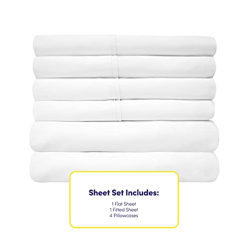 Queen Sheets White - 6 Piece 1500 Supreme Collection Fine Brushed Microfiber Deep Pocket Queen Sheet Set Bedding - 2 Extra Pillow Cases, Great Value, Queen, White