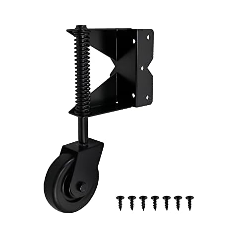 CNQLIS 4 Inch Gate Wheel Gate Caster Kit for Wooden Gate PVC Fence,Hard Nylon Wheel Swivel Caster with 360 Degree for Metal gate, Yard Fence,220 Lbs Capacity(Black) Cover
