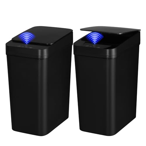 QSFWCSM 2 Pack Bathroom Trash can,Smart Touchless Trash Can,Automatic Motion Sensor Trash Bin with...