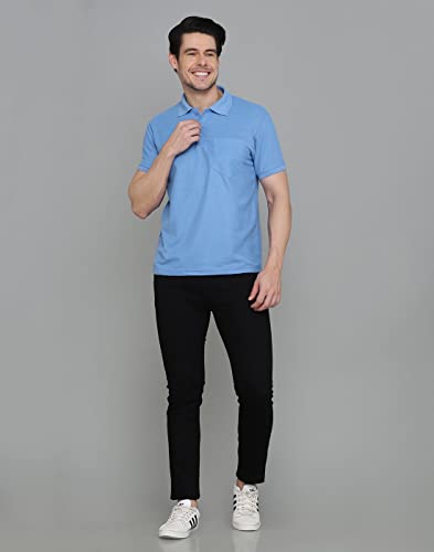 Image of INKKR Men's Polo Neck Half Sleeve Cotton Blend Regular Fit T-Shirt With Pocket