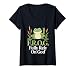 Womens F.R.O.G. Fully Rely On God Peaceful Frog V-Neck T-Shirt