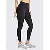 CRZ YOGA Women's Hugged Feeling Compression Leggings 25 Inches - Thick High Waisted Tummy Control Workout Leggings Black Medium