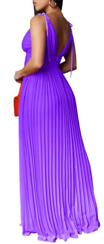 Image of ZVO Women Maxi Dress Sexy Cocktail Party Long Dress Summer Loose Beach Dresses A-line Pleated Halter Dress