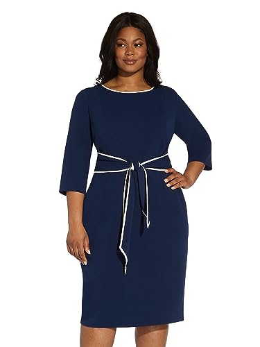 Image of Adrianna Papell Tipped Crepe Tie Dress