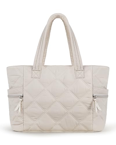 Prite gesteppte Einkaufstasche für Frauen Große Puffer Reise Umhängetasche Handtasche Leichte flauschige Lehrerin Krankenschwester Tasche für Arbeit, Fitnessstudio, Schule