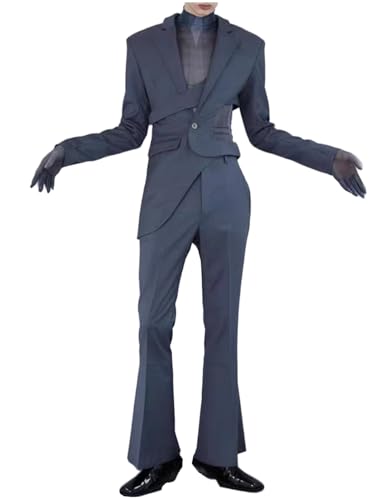 Men's Single Breasted Suit Notch Lapel Jacket Pants Two Pieces Set Banquet Activity