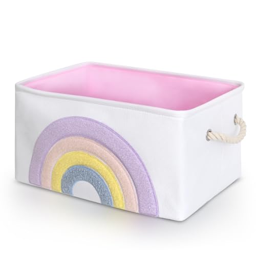 INough Storage Basket Baby Toy Basket, Baby Gift Baskets Empty Toys Storage Organizer Storage Bins Girls Storage Baskets with Drawstring Closure, Spring Homecoming Present (Large, Rainbow)