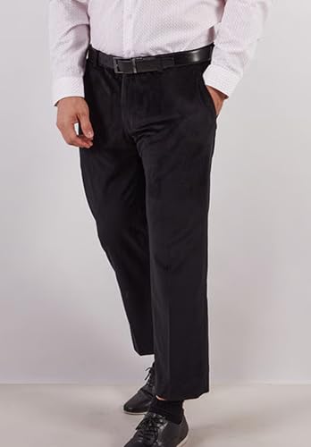 Men's Velvet Pants Casual Flat Front Wrinkle-Resistant Hidden Expandable Waist Suit Trousers for Men4