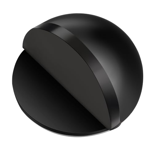 Hotop Selbstklebender Boden Türstopper Ovaler Türstopper aus Edelstahl Bodenmontierter Halbmond Form Wandschutz Polierter Türpuffer mit Kleber für Hartboden Glastür(Schwarz 1 Stk)