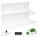2 estantes de pared de color blanco, sin taladrar, estantes flotantes para pared, fácil ampliación de la superficie de la pared con clips para cables, para dormitorio, salón, baño, cocina, oficina