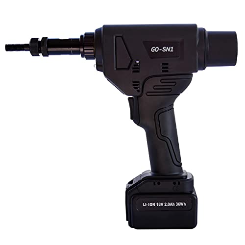GOEBEL®- Akku Spreiz Blindnietmuttern Setzwerkzeug Setzgerät GO-SN1 Nietmutterngerät - M5 / M6 / M8 / M10 mm Blindnietmuttergerät mit bürstemlosem Motor 18V inkl. 2 Akku, Koffer Zubehör