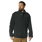 Rothco Soft Shell Field Jacket – Windproof & Water-Resistant Outdoor Coat, Black, L