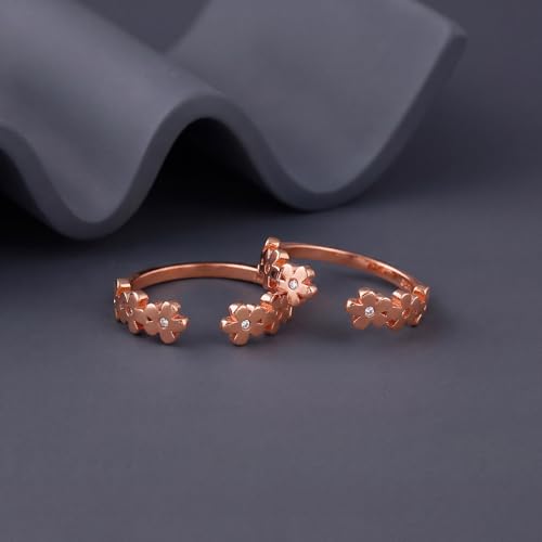 Image of GIVA 925 Silver Rose Gold Ragini Pushp Toe Rings|Toe Rings for Women and Girls | With Certificate of Authenticity and 925 Stamp | 6 Month Warranty