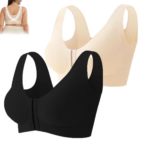 Anna Comfy Bras Front Closure, Luna Hug Bra Front Closure, Lunahug - Seamless Front Buckle Cross Back Shaping Bra