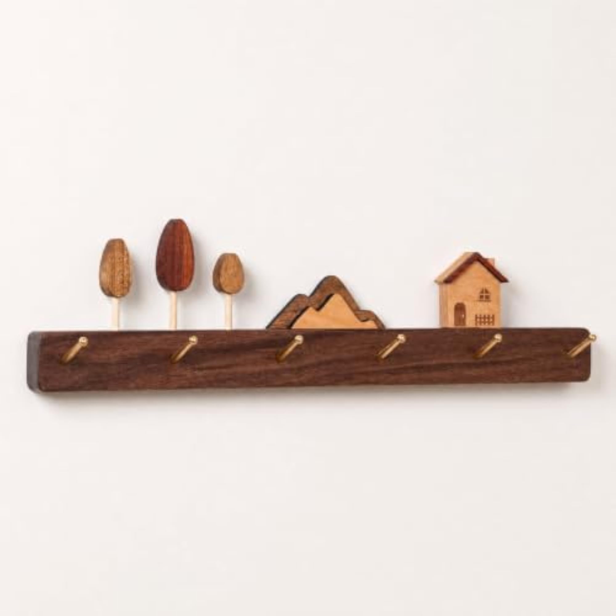 Multi-Purpose Wooden Wall Coat Rack with Decorative Animal Hooks