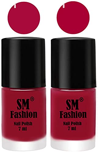 Image of Long Lasting Nail Polish | Nail Paint Combo 7 ml Each) - Set of 2 Raspberry-Dark Magenta