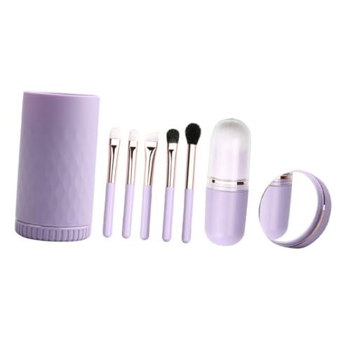 GOOHOCHY 六合一心意コンパクト化粧ブラシ 軽量携帯用フェイスビューティーツール メイク初心者向け柔らか人工繊維ブラシ ミラー付き多機能