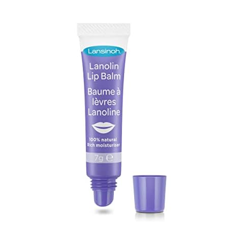 Lansinoh Lanolin Lip Balm - Soothes and Protects Dry & Cracked Lips - Actively Moisturises 7g, Clear Cover