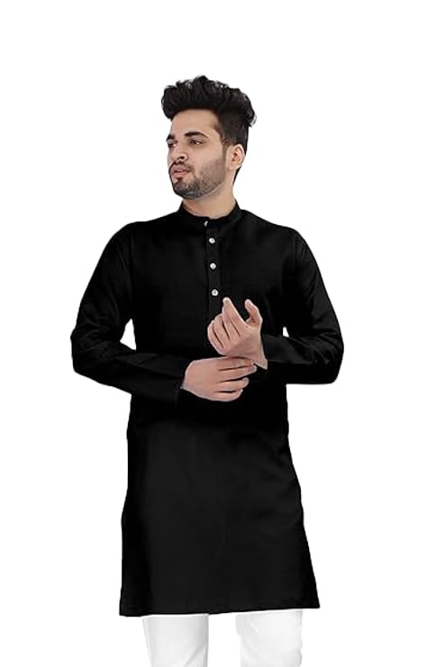 Image of Flossy Men's Cotton Blend Plain Solid Kurta for Men