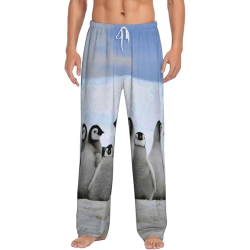 Pantalon de pyjama doux homme avec poches motif pingouins