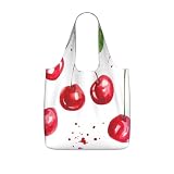 POKOMPTY Bonitas bolsas de compras con estampado de cerezas, reutilizables y plegables, ideales para la playa.