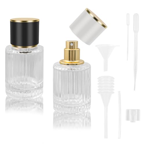 TTQiAnJ 2 Pezzi Vaporizzatore Profumo Vetro 30ml,Bottiglia di Profumo Ricaricabile,Contenitore Profumi Spray Vuoto per Profumi Viaggi Cosmetic