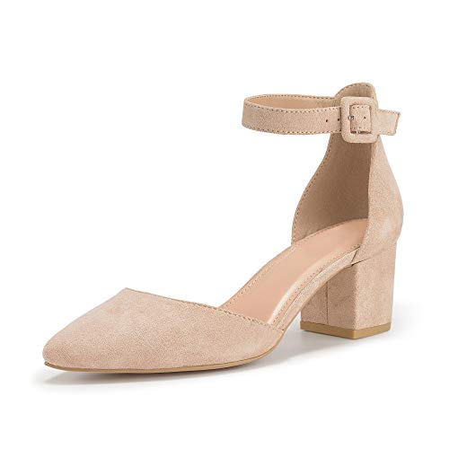 LAICIGO Womenâ€™s Pumps Sandals Chunky Low Heel Dress Casual D'Orsay Shoes with Ankle Strap