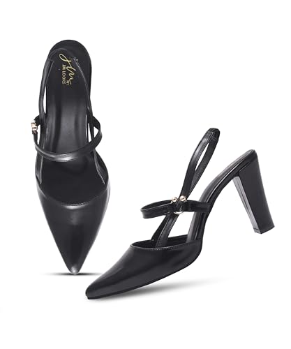 Image of JM LOOKS Slingback Pumps Elegant Dressy Heels for Women Closed Toe Pointy High Heels Wedding Bride Prom Party Evening Shoes
