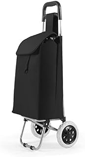 GiantexUK Foldable Shopping Trolley, Lightweight Grocery Cart with 2 Wheels and Detachable Bag, 33L Large Capacity Shopping Cart, Black