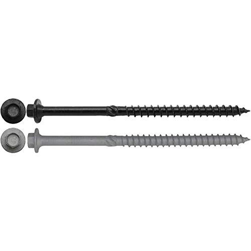 #17 X 5 Heavy Duty Structural Wood Screws - Exterior Coated Heavy Duty Wood Screws - Use for Fastening Ledger Boards, Large Timbers, Logs and More (50 Screw Count)