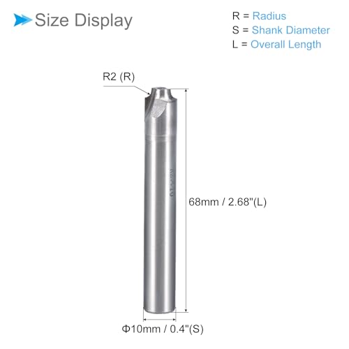 Image of HSS-AL Corner Rounding End Mill Cutter, 2 Flutes 2mm Radius, Milling Cutter for Alloy Hardened Steels - (Applications: for Plastics Milling)