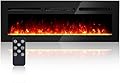 50" Electric Fireplace, Dual Heater 750/1500W, Adjustable Brightness, Wall Recessed and Wall Mounted Fireplace, Fireplace Heater with Touch Screen & Remote Control, Linear Fireplace, Logs & Crystal