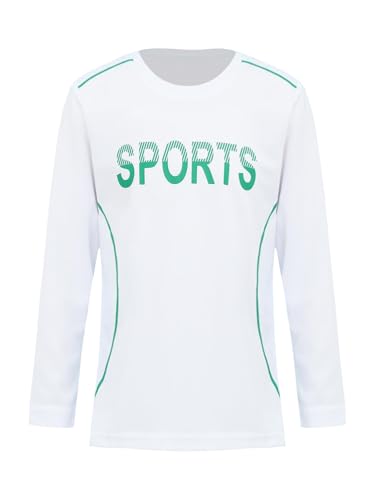 Yihuimin Youth Boys Long Sleeve Shirts Dry-Fit Ball Game Sports Shirts Athletic Performance Undershirt White 5-6 Years